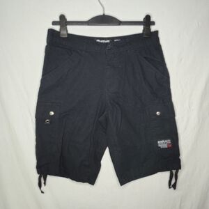 Ecko Unltd. Men's Black Cargo Shorts With Many Velcro Pockets Size 32